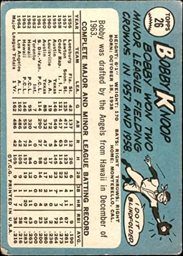 1965 Topps 26 Bobby Knoop Los Angeles Melekleri (Beyzbol Kartı) ADİL Melekler