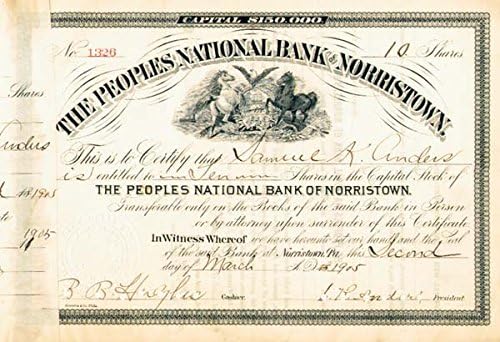 Norristown Halk Ulusal Bankası-Hisse Senedi Sertifikası