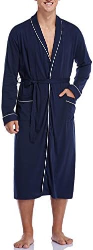COLORFULLEAF Erkek Bornoz Hafif %100 % Pamuk Yumuşak Yaz Bornoz Örgü Uzun Kollu Kimono Elbise
