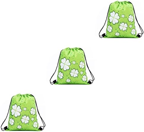 3 Adet Aziz Patrick Günü Festivali Dört Yaprak Baskılı Polyester Paket saklama çantası noel hediyesi Çanta Sırt Çantası