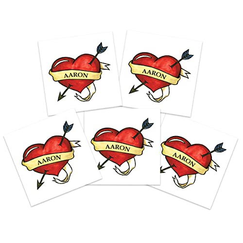Geleneksel Aşk Kalp Geçici Dövmeler / 5'li paket / Sevgililer Aşk Tanrısı Tarzı / Cilt Güvenli / ABD'DE üretilmiştir