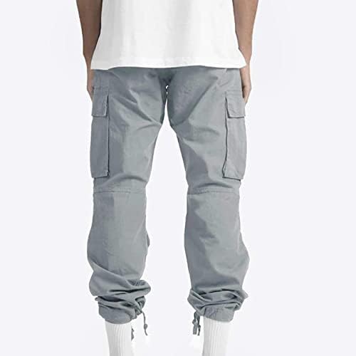 Ozmmyan Kargo Pantolon Erkekler için Katı Rahat Çoklu Cepler Açık Düz Tip Spor Uzun Pantolon Kargo Pantolon Pantolon