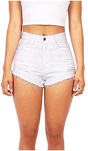 Xiloccer Kadın Yırtık Kot Şort Katı Baskılı Yüksek Belli Kot Fişekleri Ayak Bileği Moda kısa pantolon Sıkıntılı Pantolon