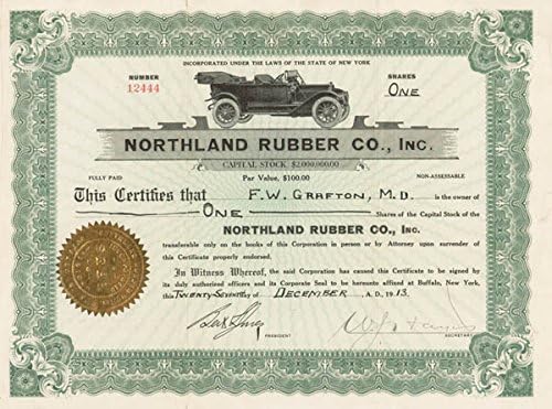 Northland Rubber Co Inc - Stok Sertifikası