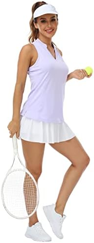 MoFiz Kadın Racerback Kolsuz Golf polo gömlekler V Yaka Yakasız Tenis Koşu Tankı Üstleri Hızlı Kuru Atletik Rahat
