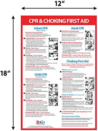 Bebek, Çocuk, Yetişkin için Suni Solunum ve Boğulma Posteri - Lamine, 12 x 18 inç. - CPR, Heimlich Manevrası ilk yardım