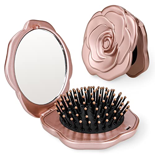Katlanır Saç Fırçası, Mini Cep Seyahat Ayna Fırçası Küçük Alanlar için Taşıması Kolay Naylon Fırça / Tarak / Saç Fırçası