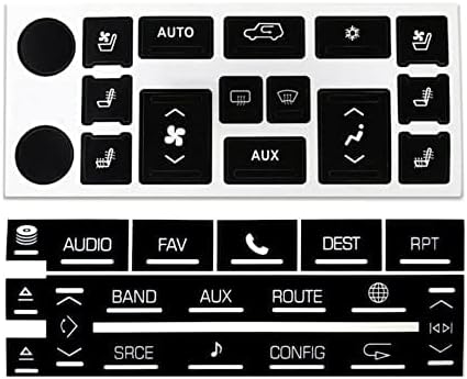 Ombialo AC Radyo Dash Düğme Onarım Etiketler Çıkartmaları ile Uyumlu Cadillac 2007-2014 Escalade ESV EXT (AC16 + Radio18)