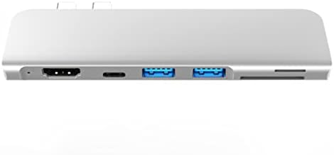 LXXSH USB 3.1 Tip-C Hub Adaptörü 4 K Thunderbolt 3 USB C Hub Hub 3.0 TF SD Okuyucu Yuvası PD (Renk: Beyaz-Meyve şeftali