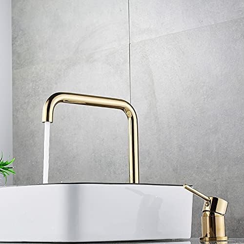 Havza musluk banyo süper uzun boru iki delik banyo musluk lavabo musluğu 360 derece rotasyon musluk