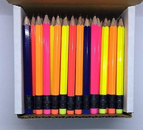 Silgili Yarım Kurşun Kalemler-Golf, Sınıf, Sıra, Kısa, Mini Altıgen, Bilenmiş, Toksik Olmayan, 2 Kurşun Kalem, Renkli