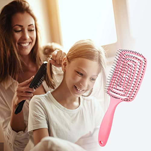 Kadınlar için Kavisli Bacalı Saç Fırçaları Uzun Kalın Kıvırcık Saçlar için Kıvrılma Önleyici Saç Dolaşık Açıcı Fırça