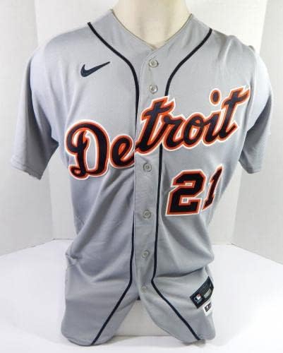 2021 Detroit Tigers JaCoby Jones 21 Oyun Verilmiş Gri Forma 44T DP39016 - Oyun Kullanılmış MLB Formaları