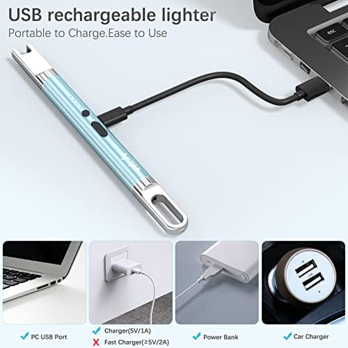 esLife X1 Elektrikli Çakmak, Mikro-USB Şarj Edilebilir Mum Çakmak ile Yükseltilmiş LED Ekran, Asılı Kanca, emniyet
