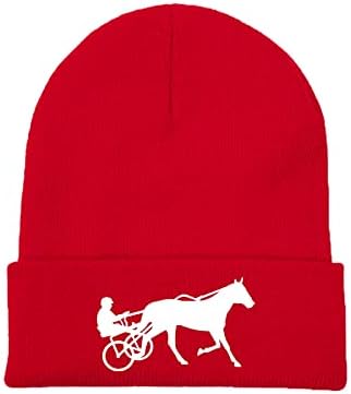 GERCASE Koşum Yarış At Yarışı Kırmızı Bere Yetişkin Unisex Erkek Bayan Çocuklar Kelepçeli Düz Kafatası örgü şapka