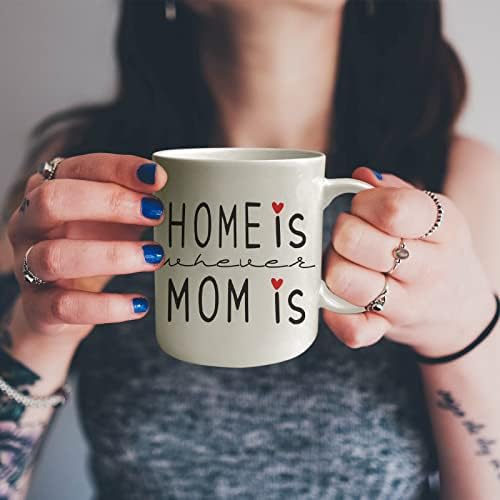 KLYJI Home, Annenin Tema Olduğu Yerdir Beyaz Kahve Kupaları, Minimal Tasarım Seramik Kupa Anne Kupası, Anneler için