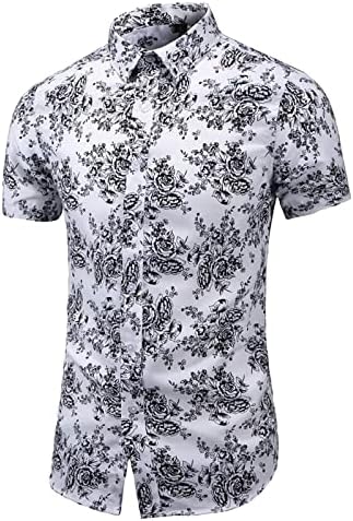 2023 Yeni Yaz Yeni Erkek İnce Baskı Kısa Kollu Gömlek Artı Boyutu Moda Rahat Plaj Polyester Gömlek 8 Kepçe