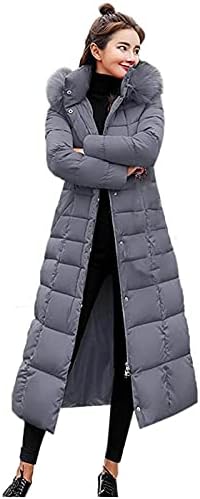 Fragarn Bayan Mont Kış, kadın Moda Büyük Saç Yaka İnce Uzun Diz-Yüksek Aşağı pamuklu ceket Ceket