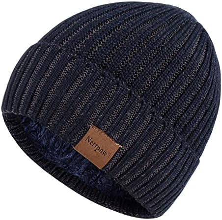 Nertpow Bere Şapka Erkekler ve Kadınlar için, Kış Sıcak Polar Astarlı Termal Moda Kalın Örgü Kafatası Kablo Manşet