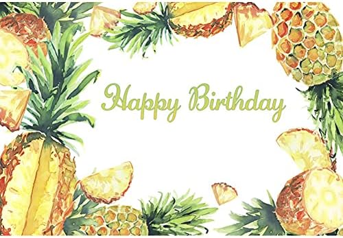 DORCEV 20x10ft Yaz Ananas Mutlu Doğum Günü Zemin Sevimli Sarı Meyve Tropikal Yapraklar Fotoğraf Arka Plan Bebek Duş