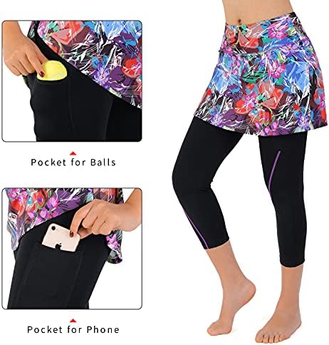 ANIVIVO Kadın Tenis Etekli Tayt Cepler, Kapriler Yoga Tayt Etekler ve Tenis Pickleball Giyim
