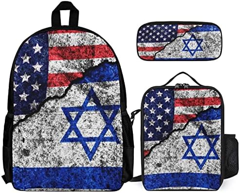 ABD ve İsrail Kırık Bir Sırt Çantası omuzdan askili çanta yemek kabı ve kalem Kutusu 3 Parça Set Erkek Kadın Kız Erkek