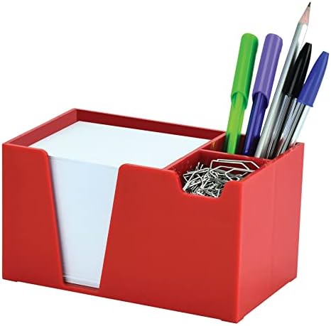 Akrilik masa üstü organiser Kalem Ataş Caddy Tutucu (Plastik) (kağıtlı) (Düz Kırmızı Renk)
