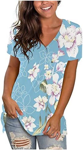 Bluz T Shirt Kızlar için Yaz Sonbahar Kısa Kollu %2023 Elbise Pamuk V Boyun Grafik Brunch En EE EE