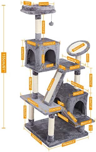 Eroso Pet Kedi Ağacı Kulesi Oyuncak Tırmalama Direkleri Kedi Ahşap Tırmanma Ağacı Atlama Kedi Mobilya Kedi Evi Kınamak