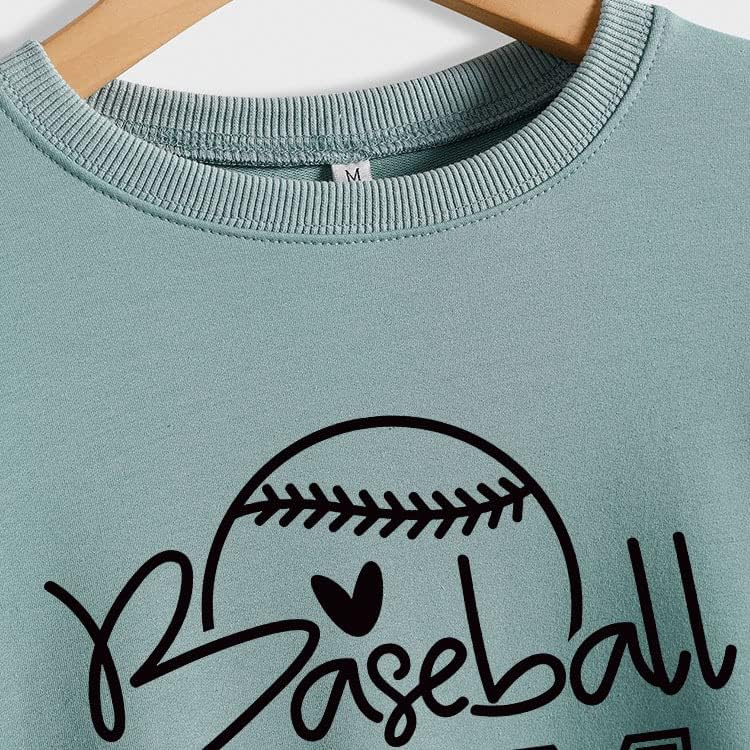 Kadın Tişörtü Beyzbol Anne Mektubu Baskı Uzun Kollu Ekip Boyun Grafik Üstleri Kazak Casual Gömlek Anneler Anne Spor