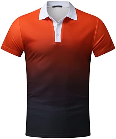 XXBR Erkek Fermuar Polo golf gömlekleri, Yaz Kısa Kollu Degrade Baskı Grafik Spor Rahat Tenis Üst Gömlek İş için