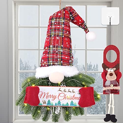 C APPOK Noel Gnome çelenk süslemeleri için ön kapı-Santa noel Gnome kapı tokmağı askı süsleri ile çam iğnesi-Noel