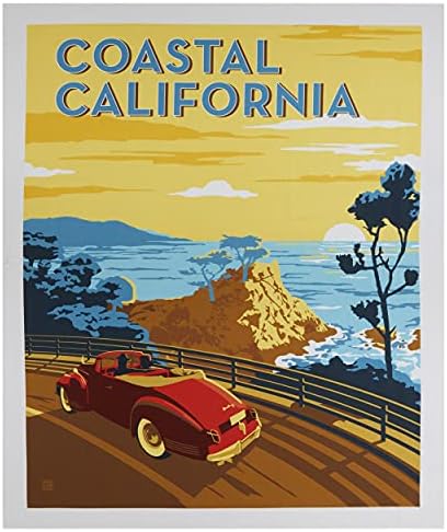 Riley Blake Destinasyonları Kıyı Kaliforniya Posteri 36 Panel Çoklu, Avluya Göre Kumaş