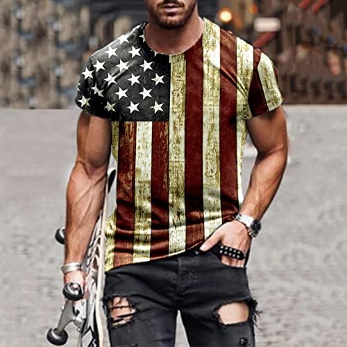 XXBR Bağımsızlık Günü Erkek Asker Kısa Kollu T-Shirt Yaz Vintage Vatansever Amerikan Bayrağı Kas Slim Fit Tee Tops