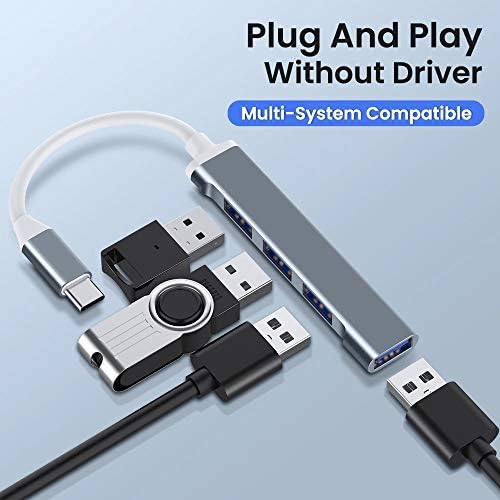 SJYDQ 4 in 1 HUB Tip-C USB 3.0 HUB Yerleştirme İstasyonu Hub 5GBPS Hızlı Hızlı Verici USB Tip C Adaptörü (Renk: Gri)