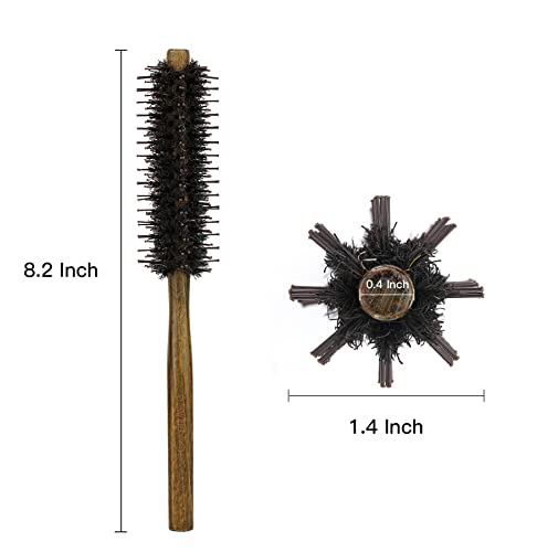 Domuzu ve Naylon Kıllı Küçük Yuvarlak Saç Fırçası, 1.4 inç, Fön, Kıvırma, şekillendirme için Mini Yuvarlanan Dairesel