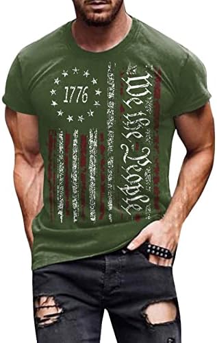Erkek Rahat Amerikan Bayrağı Gömlek Bağımsızlık Günü Rahat Kısa Kollu Nem Esneklik T-Shirt Klasik Tops