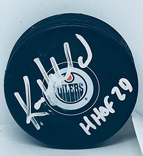 Ken Holland, HOF Yazıtlı imzalı Edmonton Oilers Diski imzaladı-İmzalı NHL Diskleri