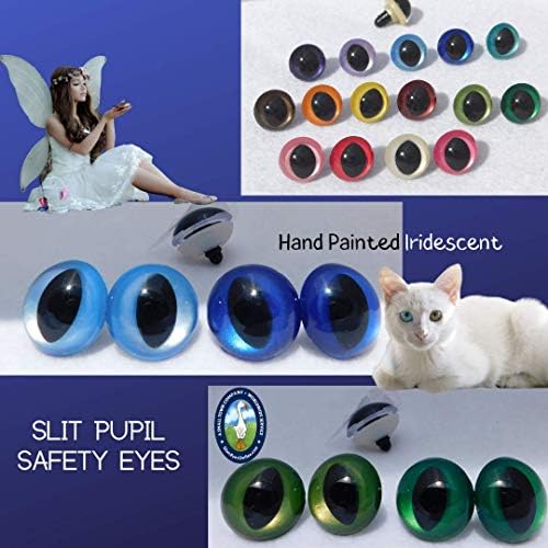 2 Çift Kedi Güvenlik Gözler El Boyalı Yanardöner Renkler (30mm, Kırmızı)