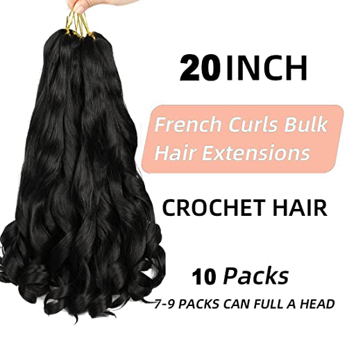 Fransız Kıvırcık örgü saç 10 Paket 20 inç gevşek dalga örgü saç Tığ Örgüler Siyah kadınlar için ispanyol kıvırcık