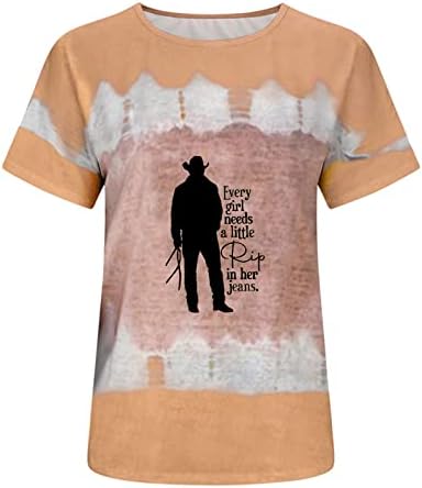 Bayan Üstleri Rahat Tunik Kısa Kollu Crewneck T-Shirt Komik Mektup Baskı Grafik Tees Yaz Gevşek Fit Rahat Tişörtleri