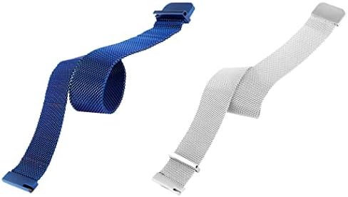 Samsung Gear S2 Klasik Çelik Metal Örgü yedek Kayış ile uyumlu bir kademe tutuşunu saat kayışı, 2'li paket (Mavi ve