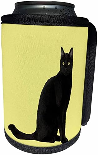Zarif Poz Fotoğraf Vektöründe 3dRose Oturmuş Kara Kedi-Şişe Sargısını Soğutabilir (cc_351211_1)
