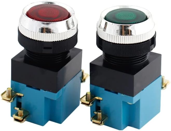 P50 Anlık basmalı düğme anahtarı 25mm 5A 380V Dairesel küçük boyutlu Düz yuvarlak Kırmızı, Sarı, mavi,Yeşil, Siyah