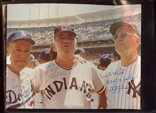 Pete Resier / Bob Lemon / Lefty Gomez Eski Zamanlayıcılar Günü Fotoğrafı İmzalı Hologram-İmzalı MLB Fotoğrafları