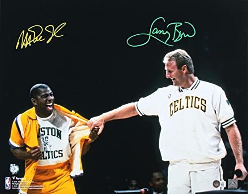 Magic Johnson & Larry Bird İmzalı 16x20 Emeklilik Fotoğrafı BAS Tanık 2 - İmzalı NBA Fotoğrafları
