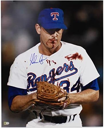 Nolan Ryan İmzalı Texas Rangers Çerçevesiz 16×20 MLB Fotoğraf - Kanlı Dudak İmzalı MLB Fotoğrafları