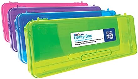 BAZİC Plastik Kalem Kutusu, Cetvel Uzunluğu Büyük Yardımcı saklama Kutusu, Çeşitli Renk, Çok Amaçlı Organizatör, 12-Pack