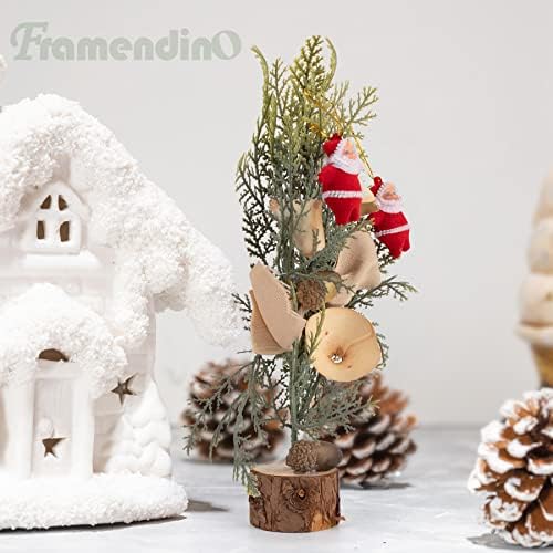 Framendino, 3 Paket Mini Noel Ağacı Ahşap Taban Süsler Yapay Sahte Küçük Çam Ağacı noel ev dekorasyonu