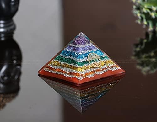 55mm orgon Piramidi Gümüş Pırıltılı Koruma Kristalleri ile 7 Renk Oniks Reiki Şifa Taşları, kadınlar Erkekler için